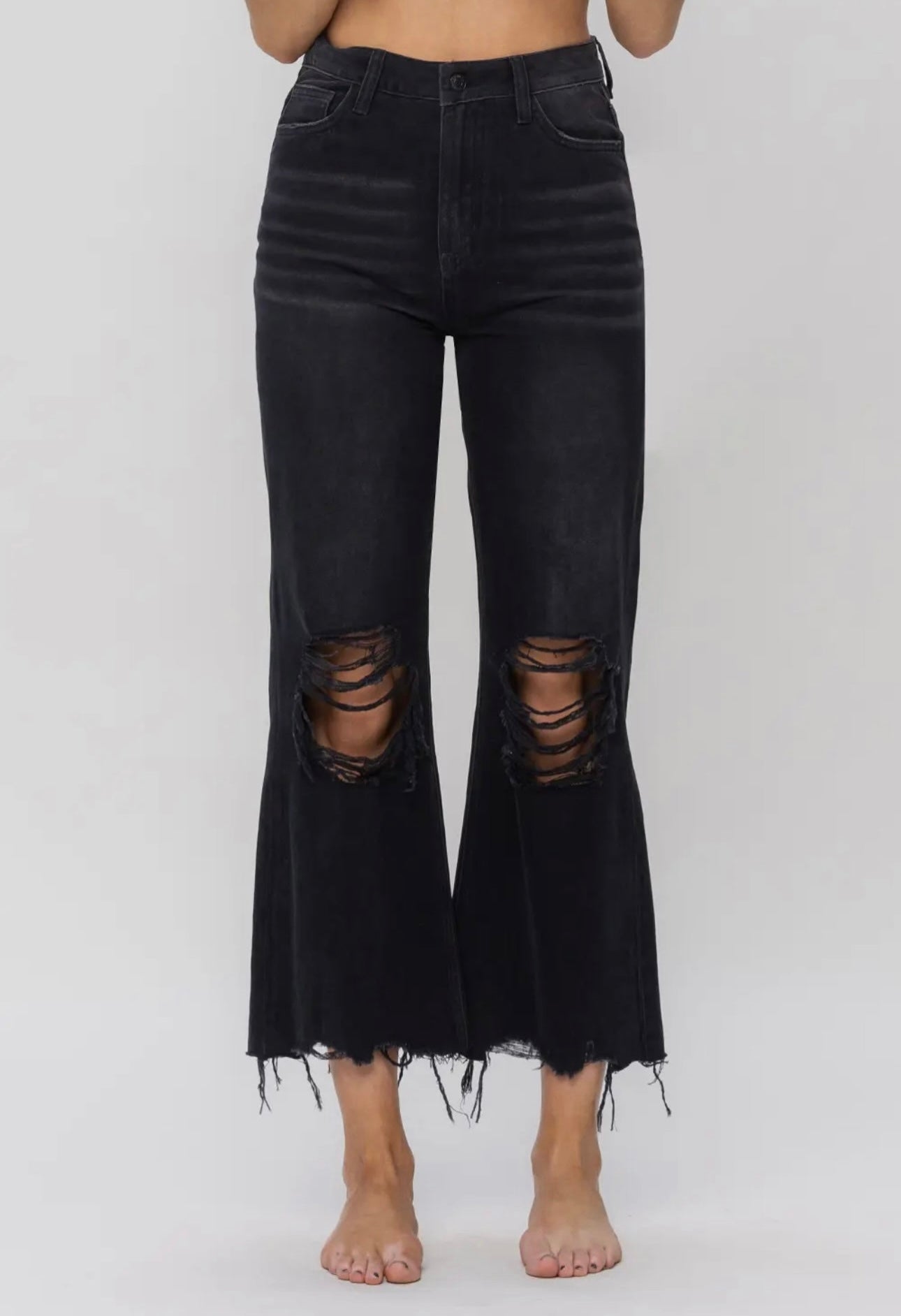 Vervet Flying Monkey Vintage Crop Straight Jeans- Black