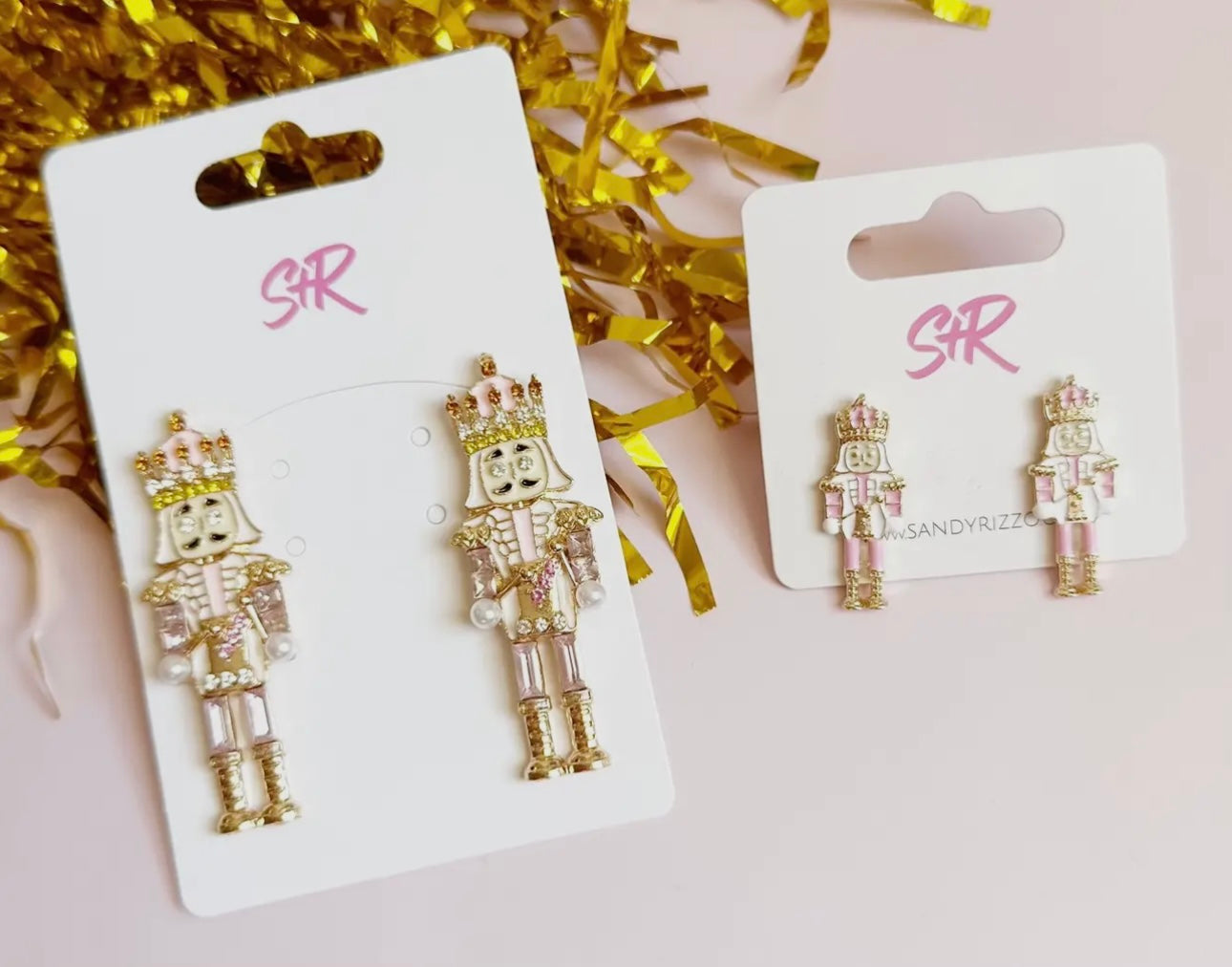 Large Pink Enamel Nutcracker Studs