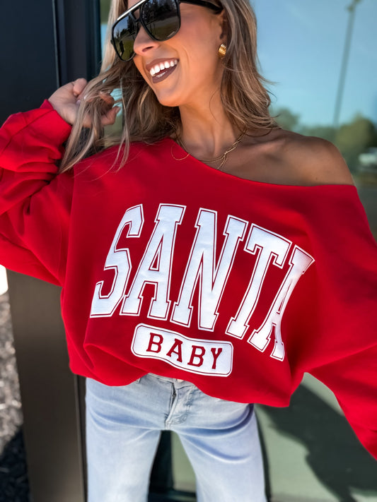 Santa Baby Off The Shoulder Sweatshirt