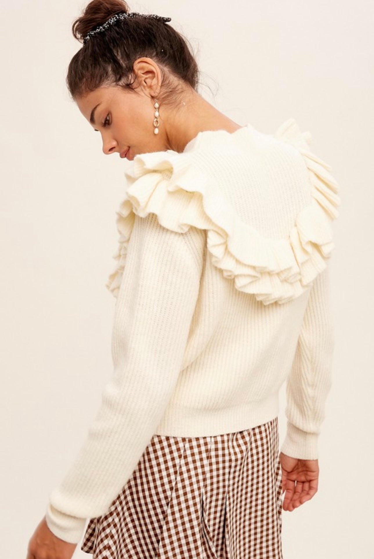 Cream Ruffle Sweater