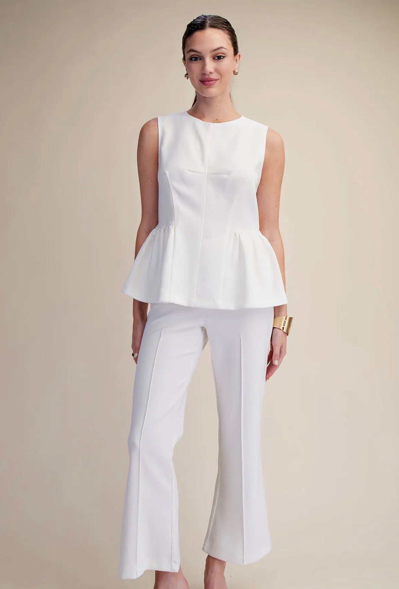 Strictly Business White Flare Pants Set