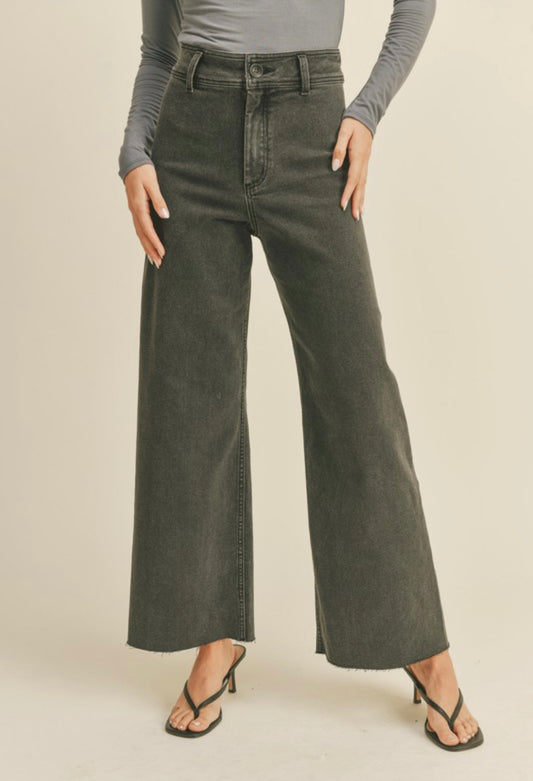 Miou Muse Wide Leg Jeans- Faded Black