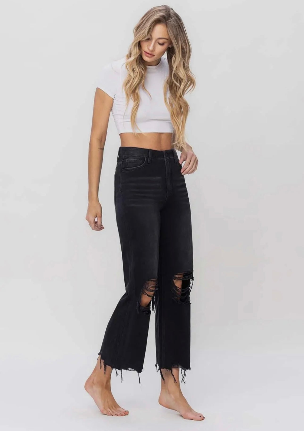 Vervet Flying Monkey Vintage Crop Straight Jeans- Black