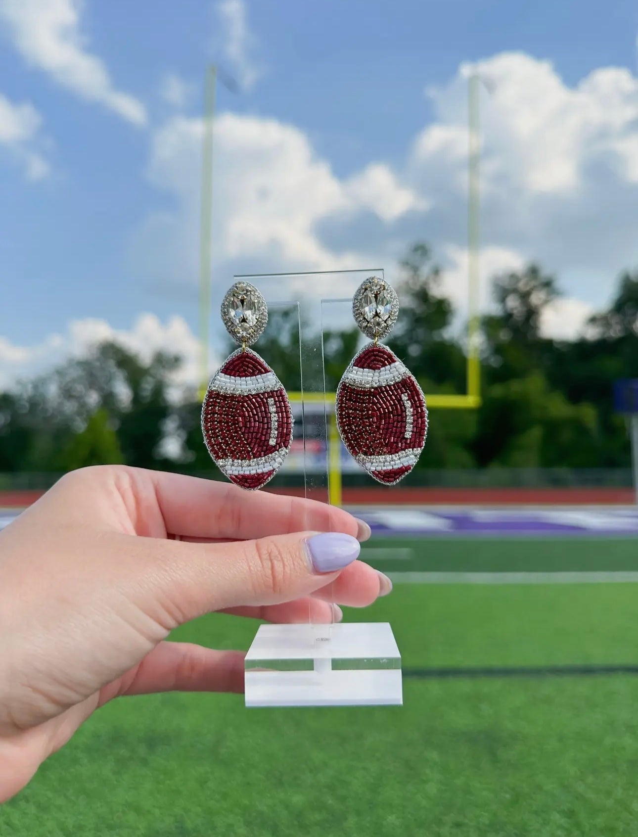 Beaded Maroon Footballs