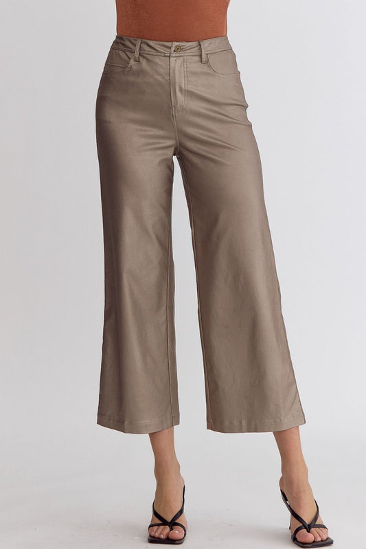 Metallic High Waisted Wide Leg Pants