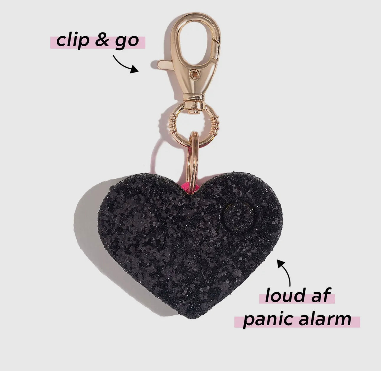 Black Glitter Alarm Keychain