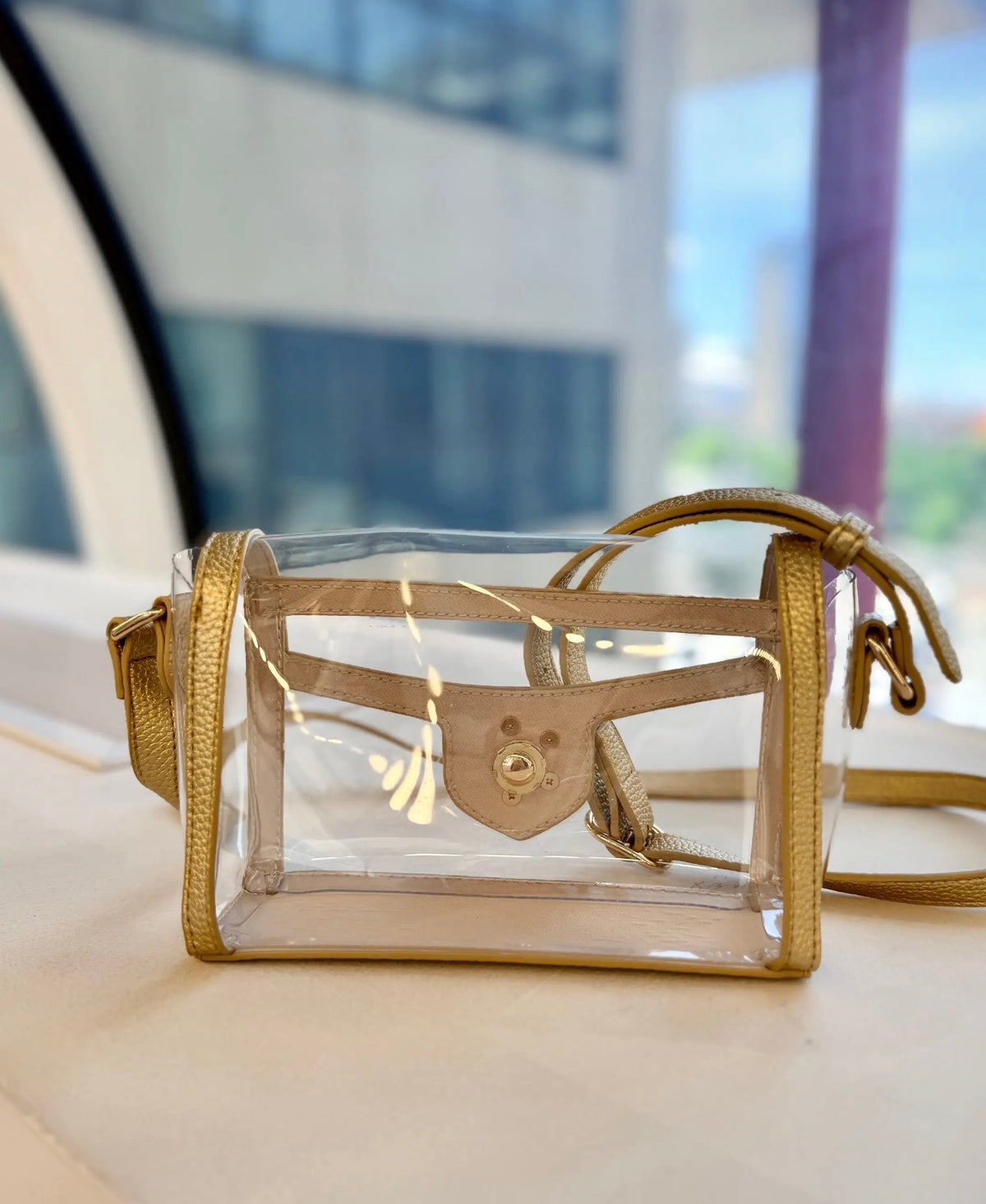 Anna Clear Stadium Bag Gold