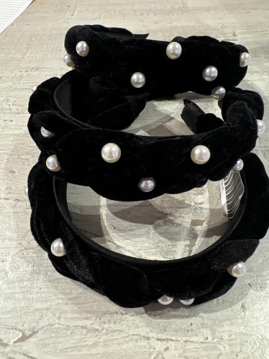 Black Velvet Pearl Headband