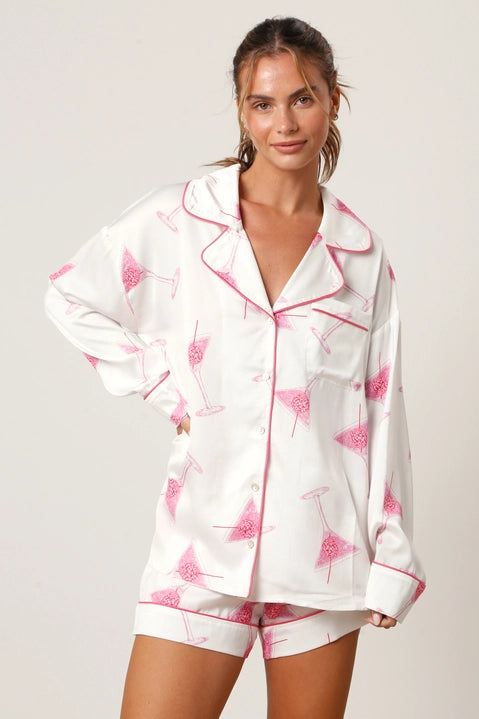 Pink Disco Martini Pajama Set