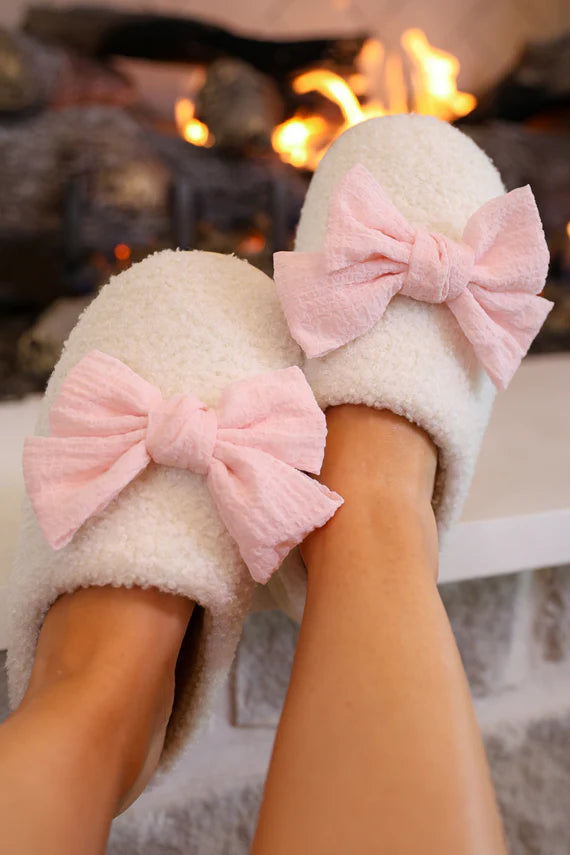 Christmas Bow Slippers