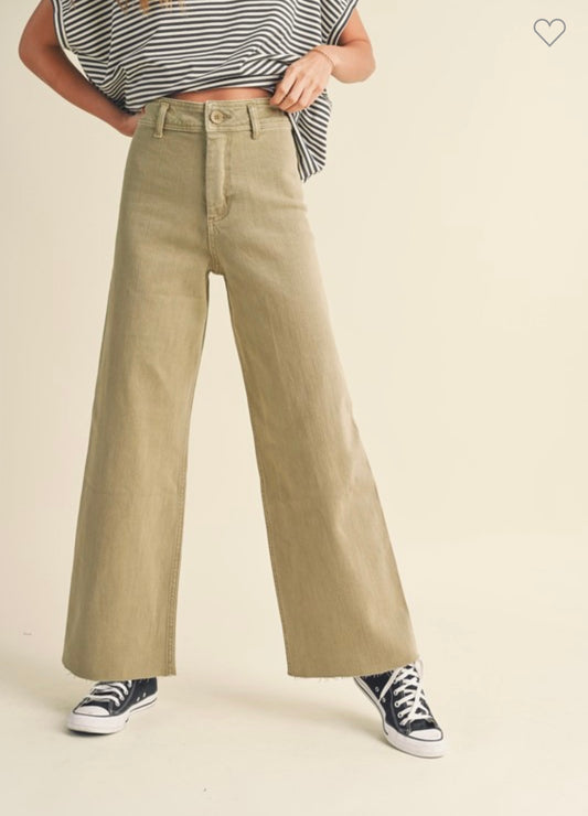 Miou Muse Toast Brown Straight Wide Leg Denim