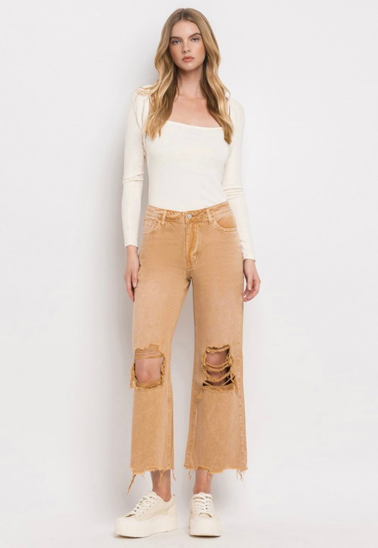 Vervet Flying Monkey Vintage Crop Straight Jeans- Brandied Melon