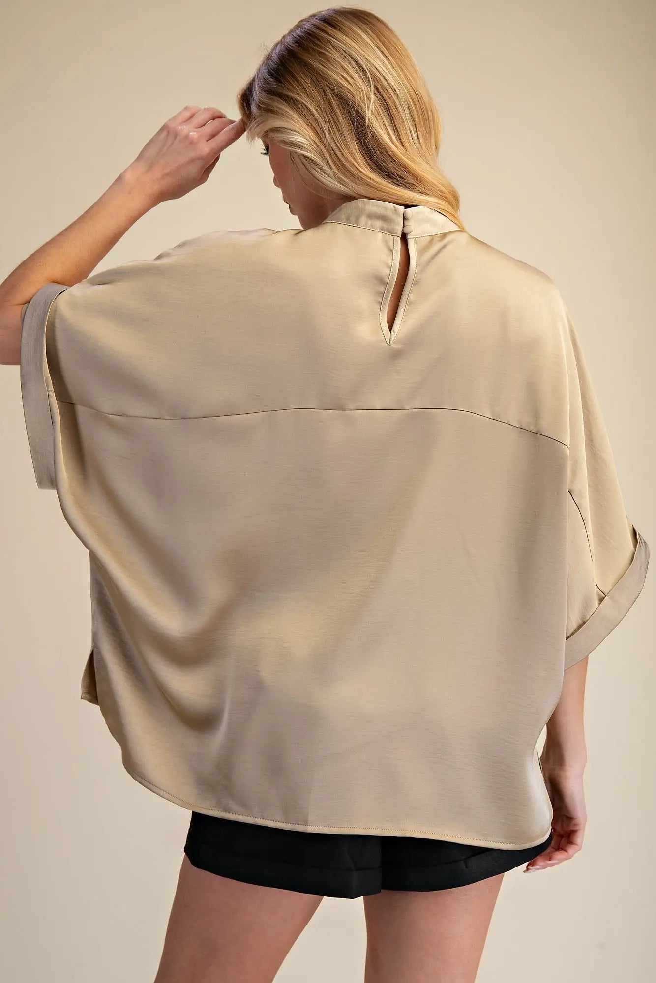 Taupe Mock Neck Blouse