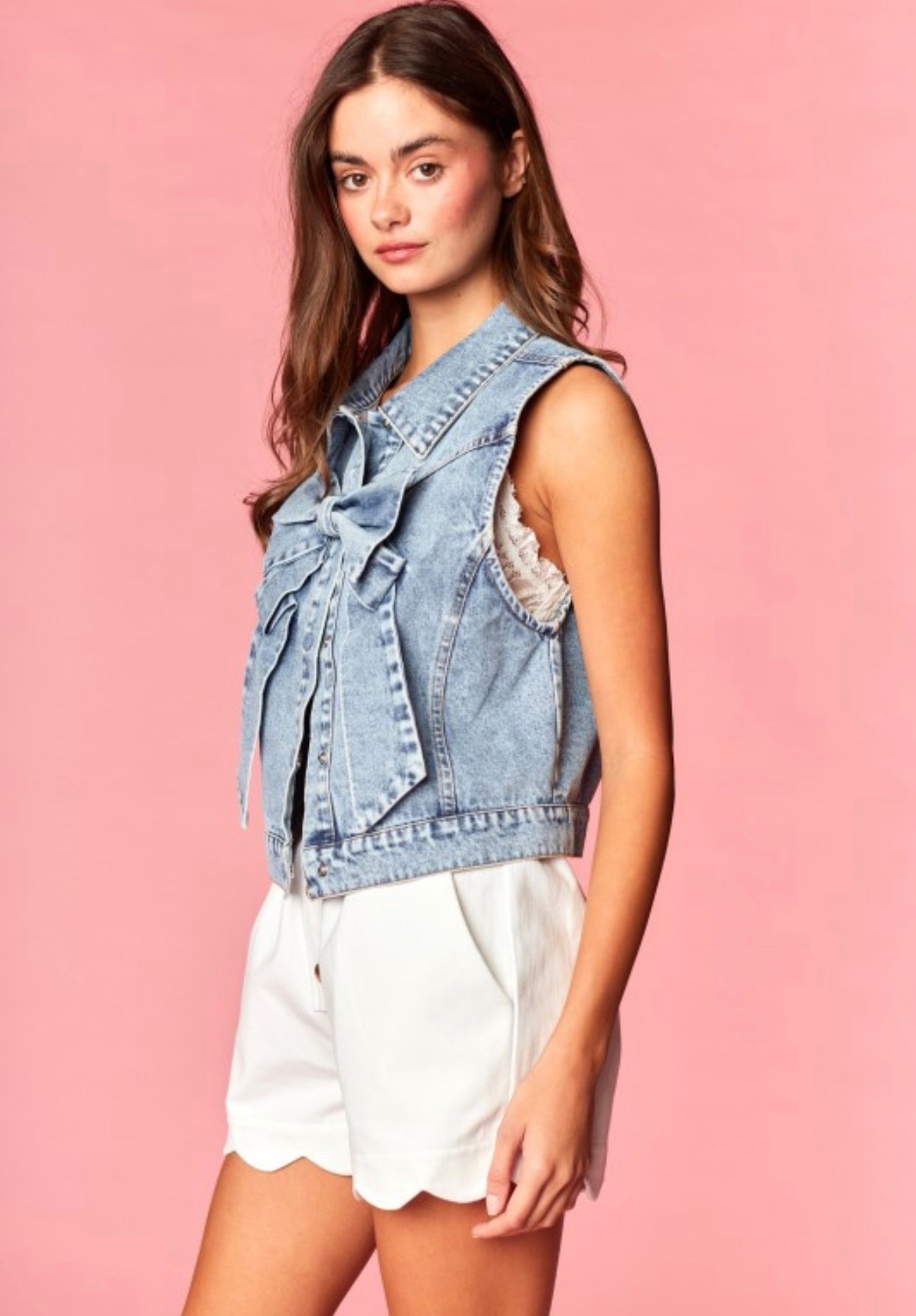 Southern Denim Bow Blouse