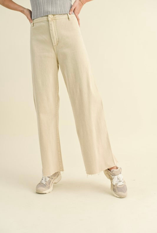 Beige Wide Legged Pants- Miou Muse