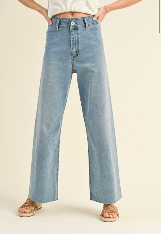 Light Denim Wide Leg Jeans Miou Muse