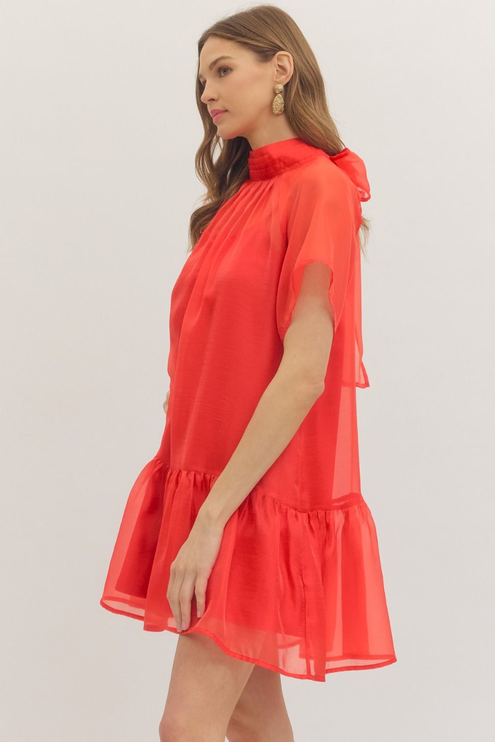 Dressed in Red Flutter Sleeve Dress