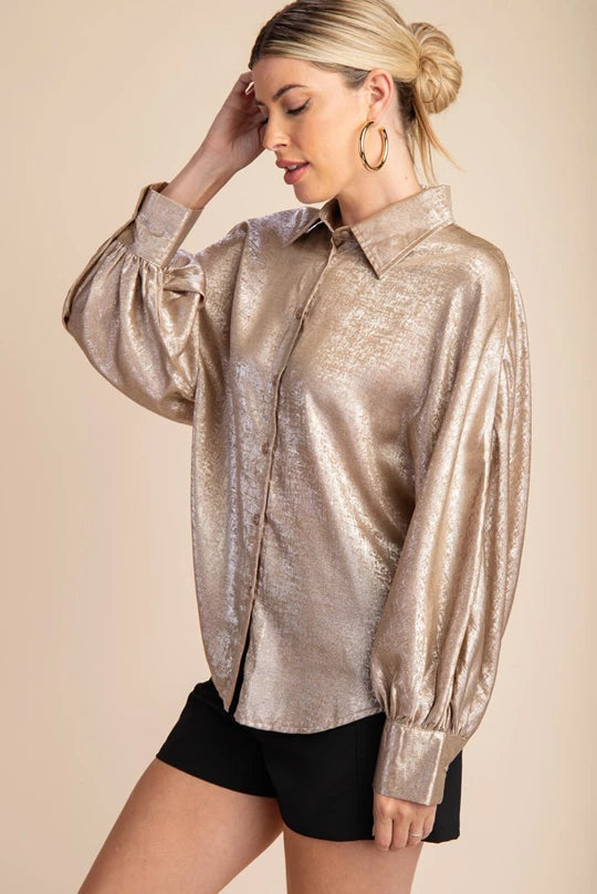 Voluminous Sleeve Blouse Gold