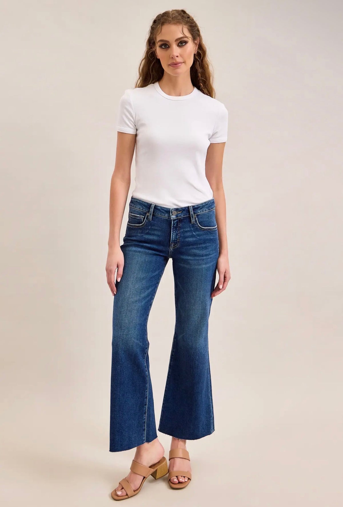 Happi Low Rise Medium Dark Wash Flare Hidden Jeans~ 28 Inseam