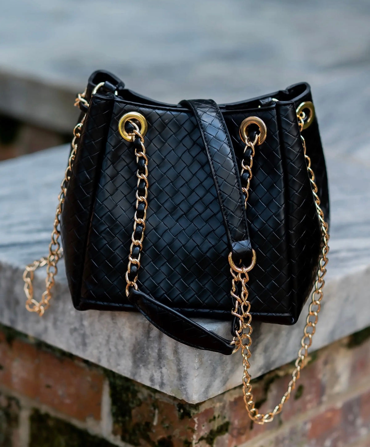 Lainey Mini Tote Black Woven Purse~Caroline Hill