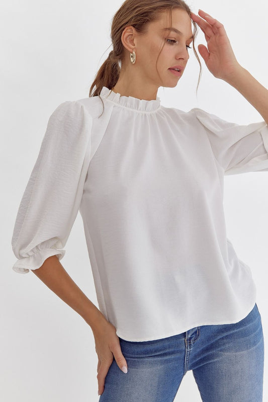 Ruffle Me Up White Top