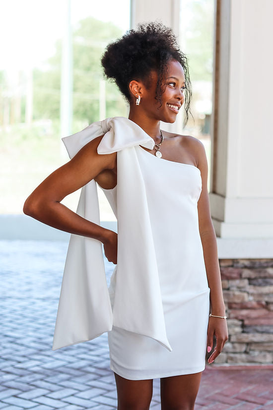 Sassy White Bow Dress