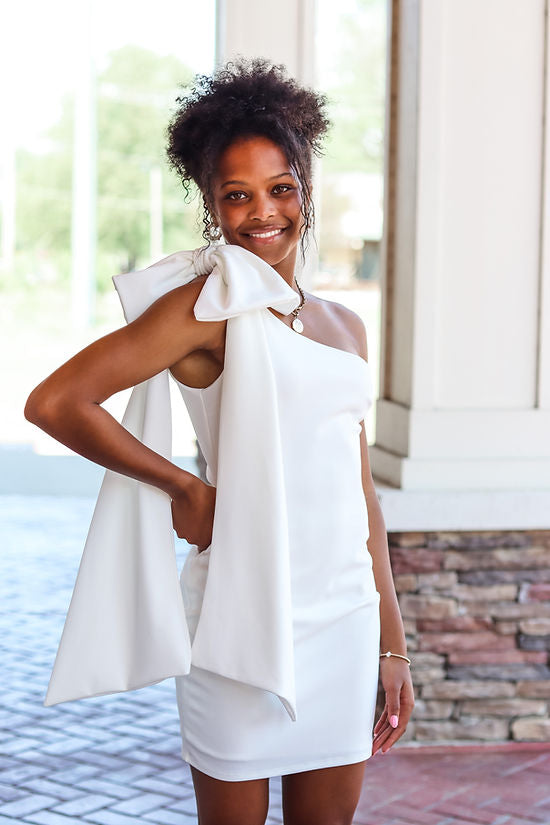 Sassy White Bow Dress