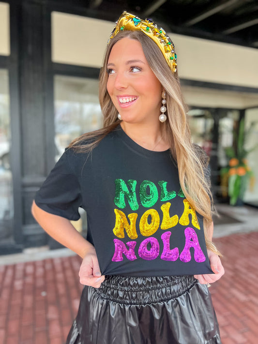 Nola Nola Nola Sparkly Tee- Black