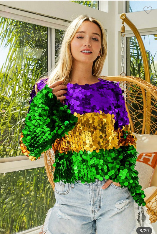 Mardi Gras Spangle Top