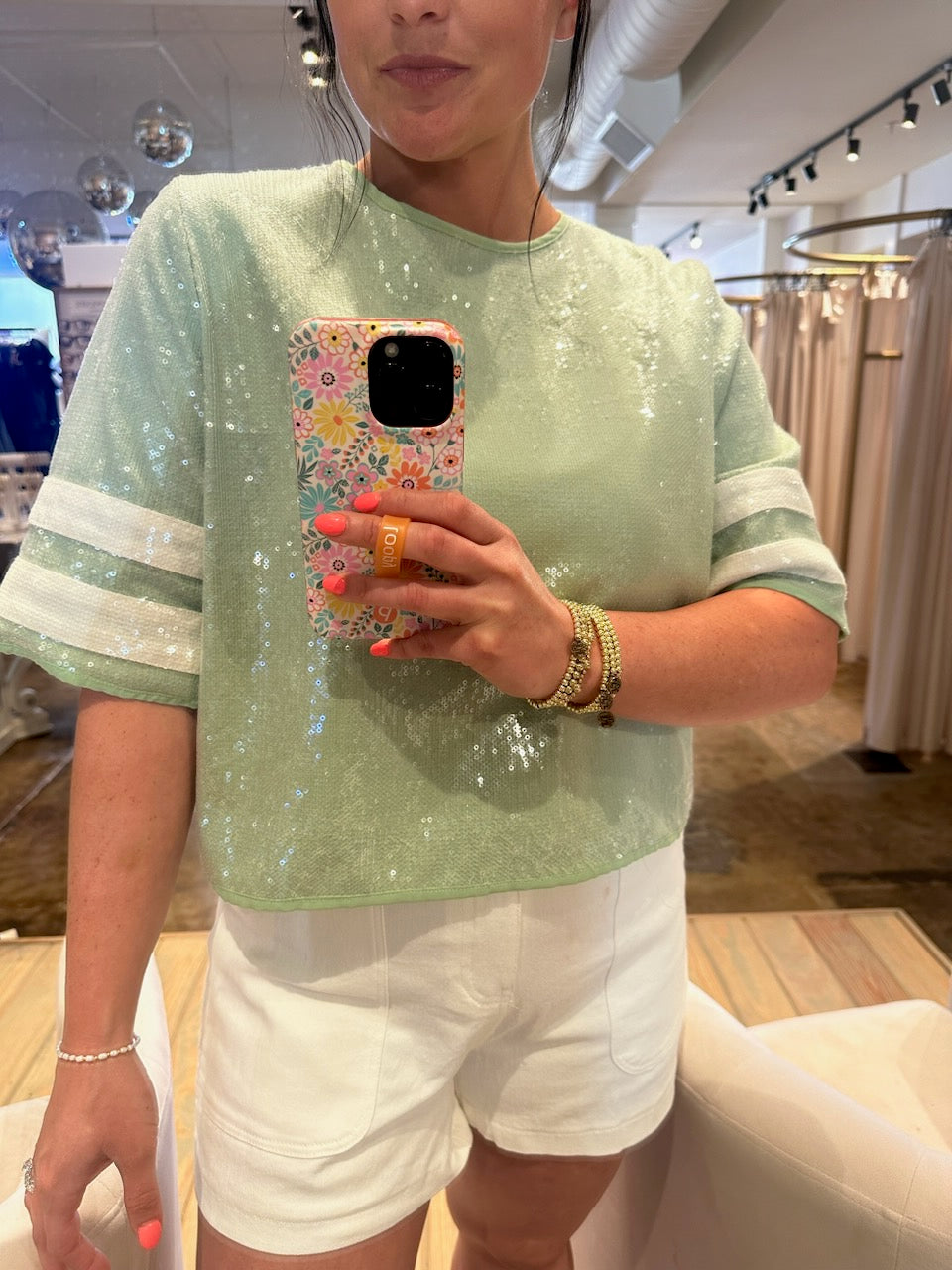 Sage Sequin Top