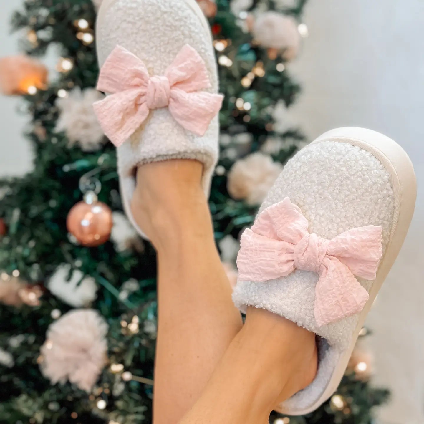 Christmas Bow Slippers