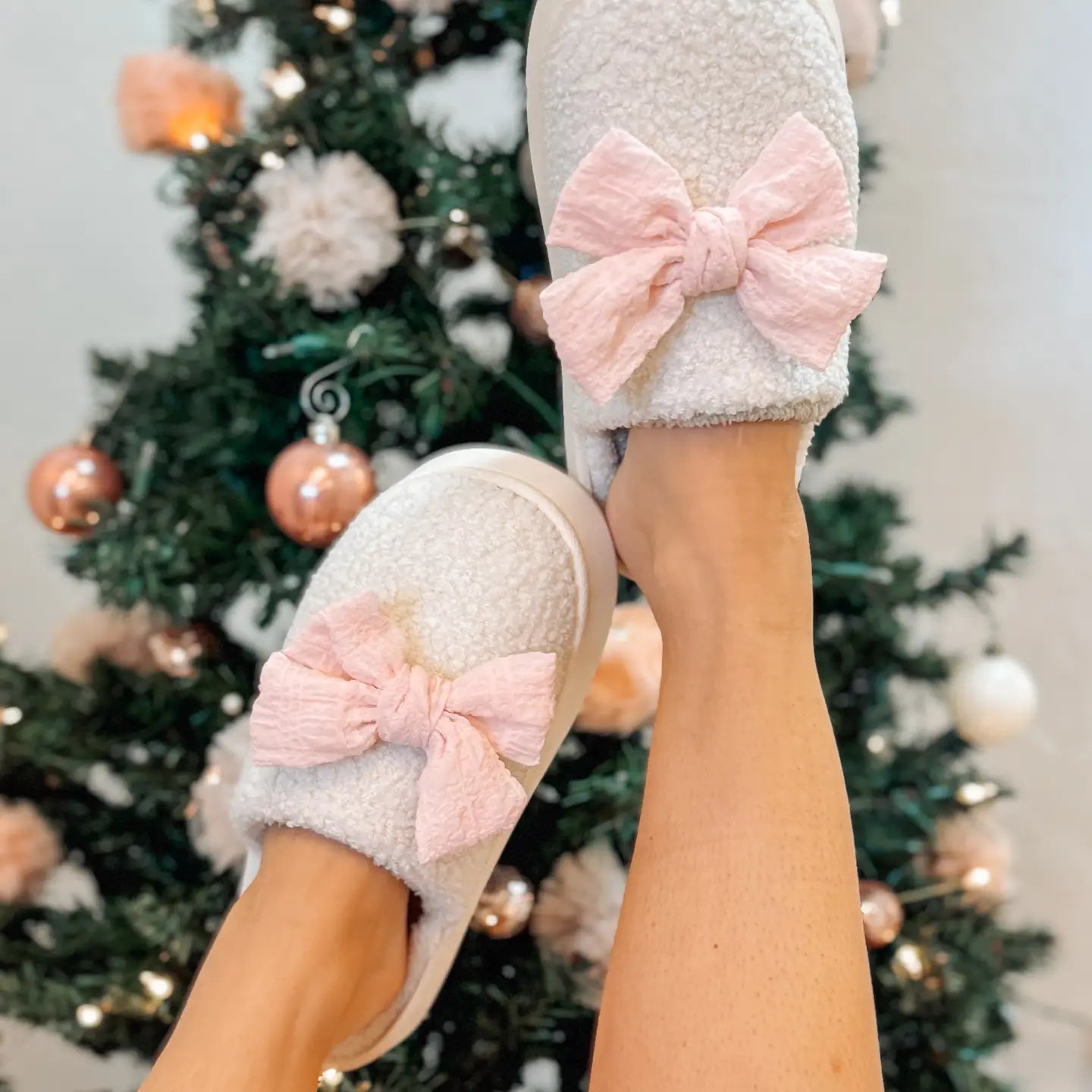 Christmas Bow Slippers