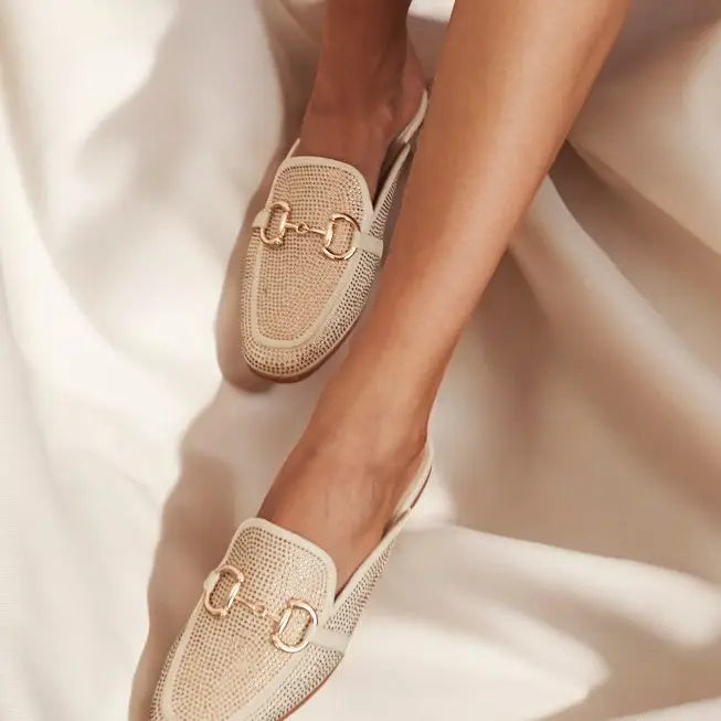 Bedazzled Loafer Flat Mule