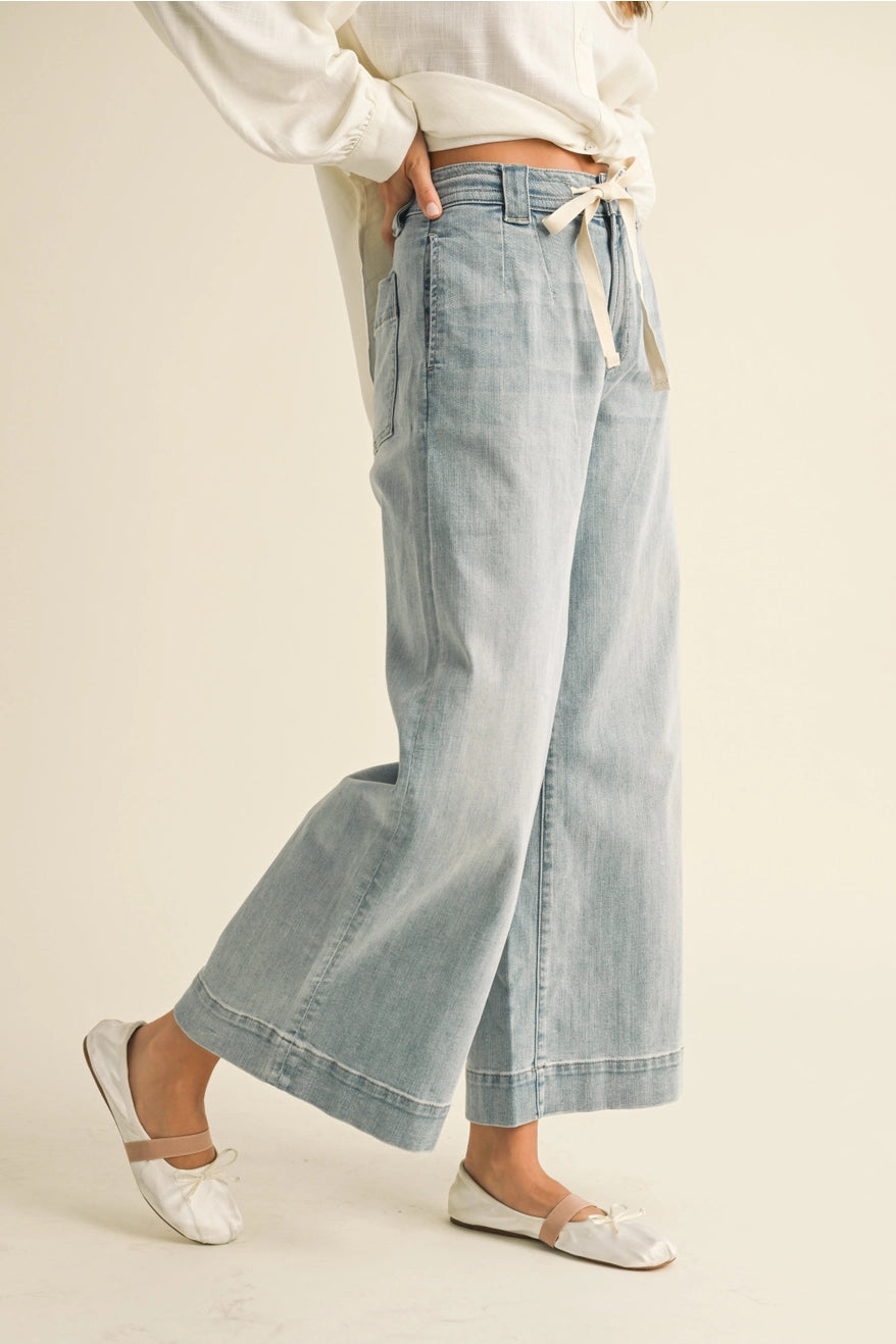 Miou Muse Washed Denim With Front Tie