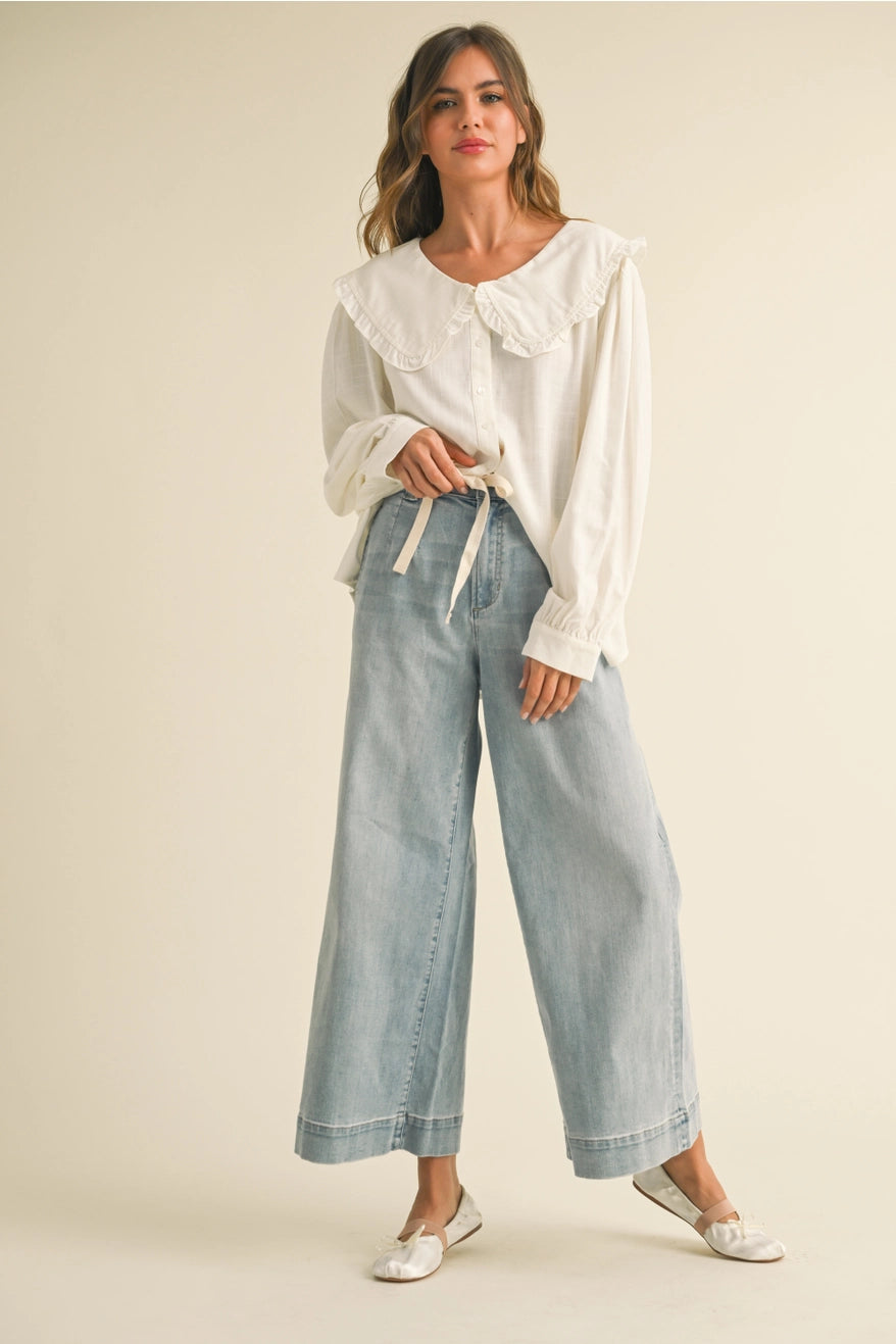 Miou Muse Washed Denim With Front Tie