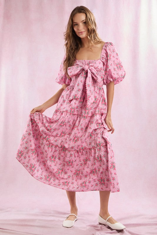 Happy Gatherings Floral Bow Maxi Dress