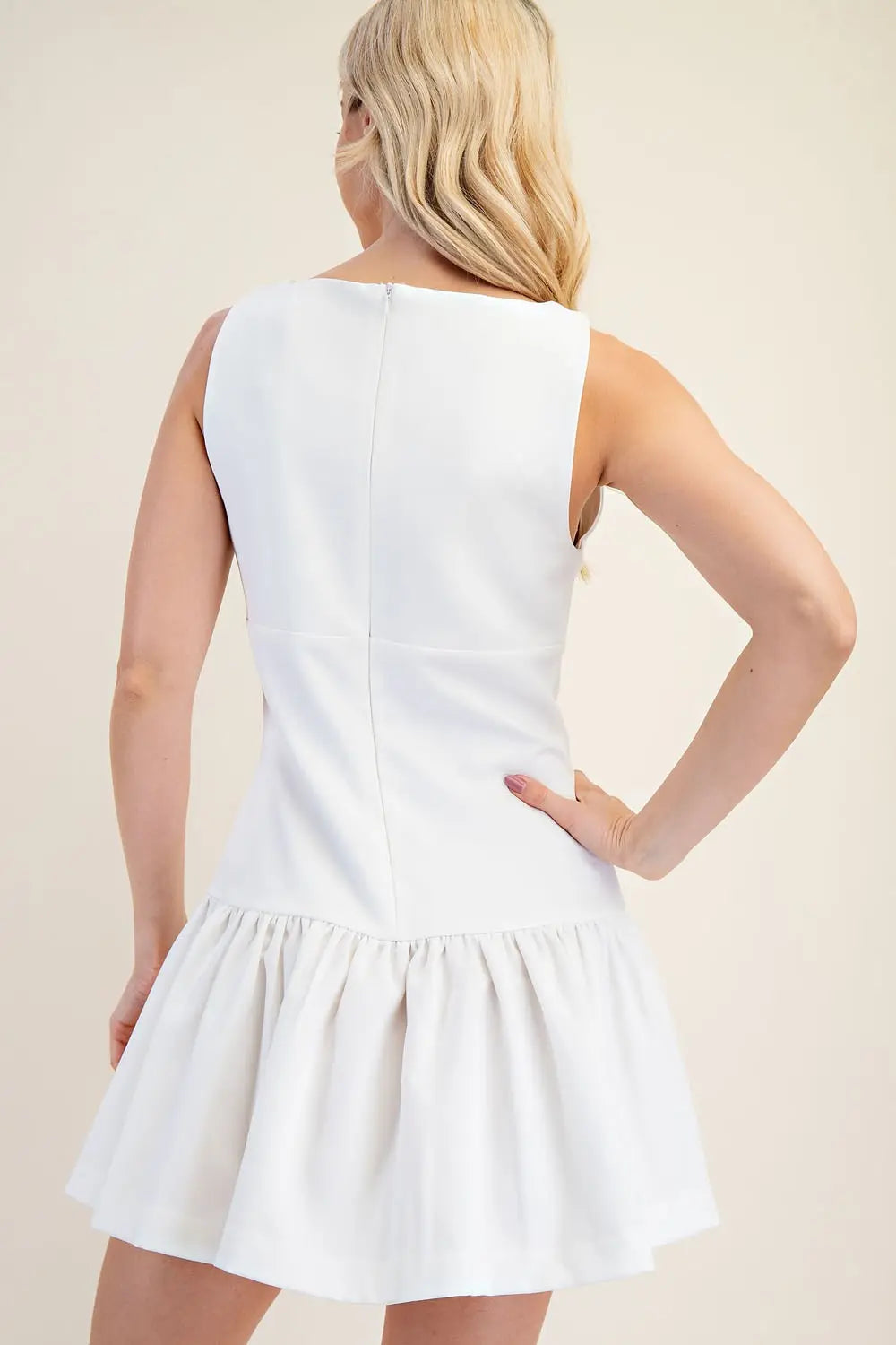 White Bow Mini Dress