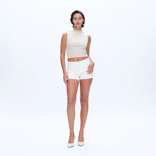High Rise With Raw Hem Shorts