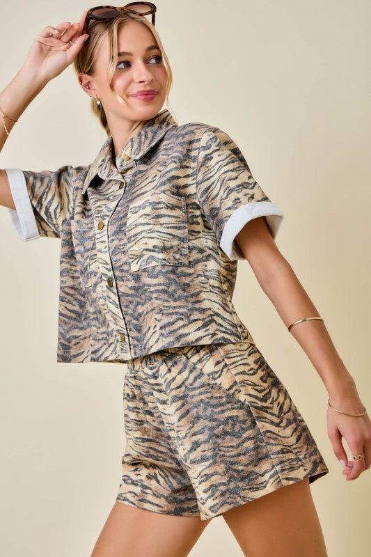 Roarin’ Tiger Print Denim Set