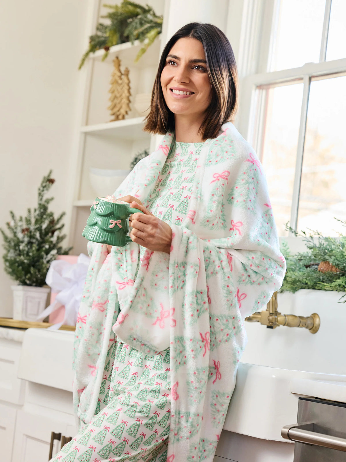 Mary Square Rosy Woodlands Fleece Blanket
