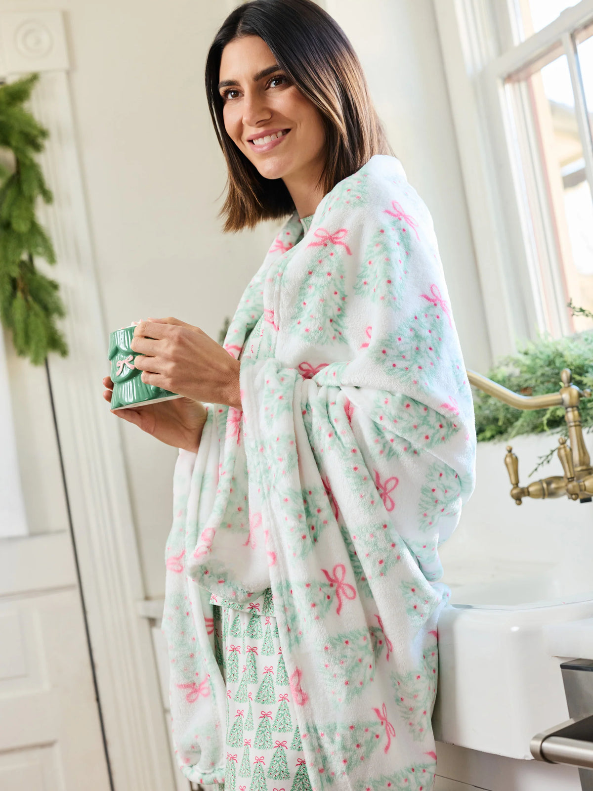 Mary Square Rosy Woodlands Fleece Blanket