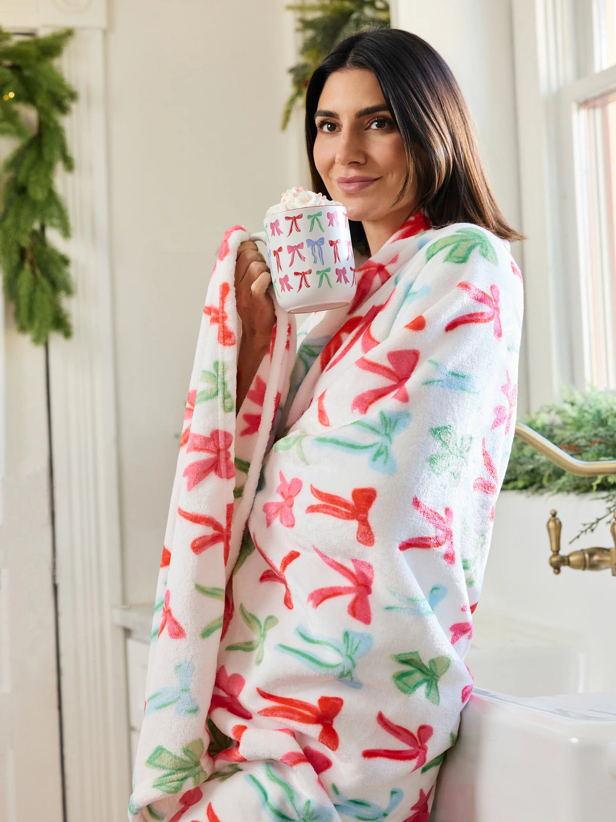 Mary Square A Bowtiful Christmas Fleece Blanket