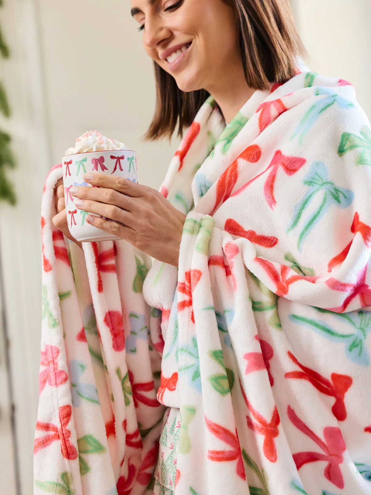 Mary Square A Bowtiful Christmas Fleece Blanket