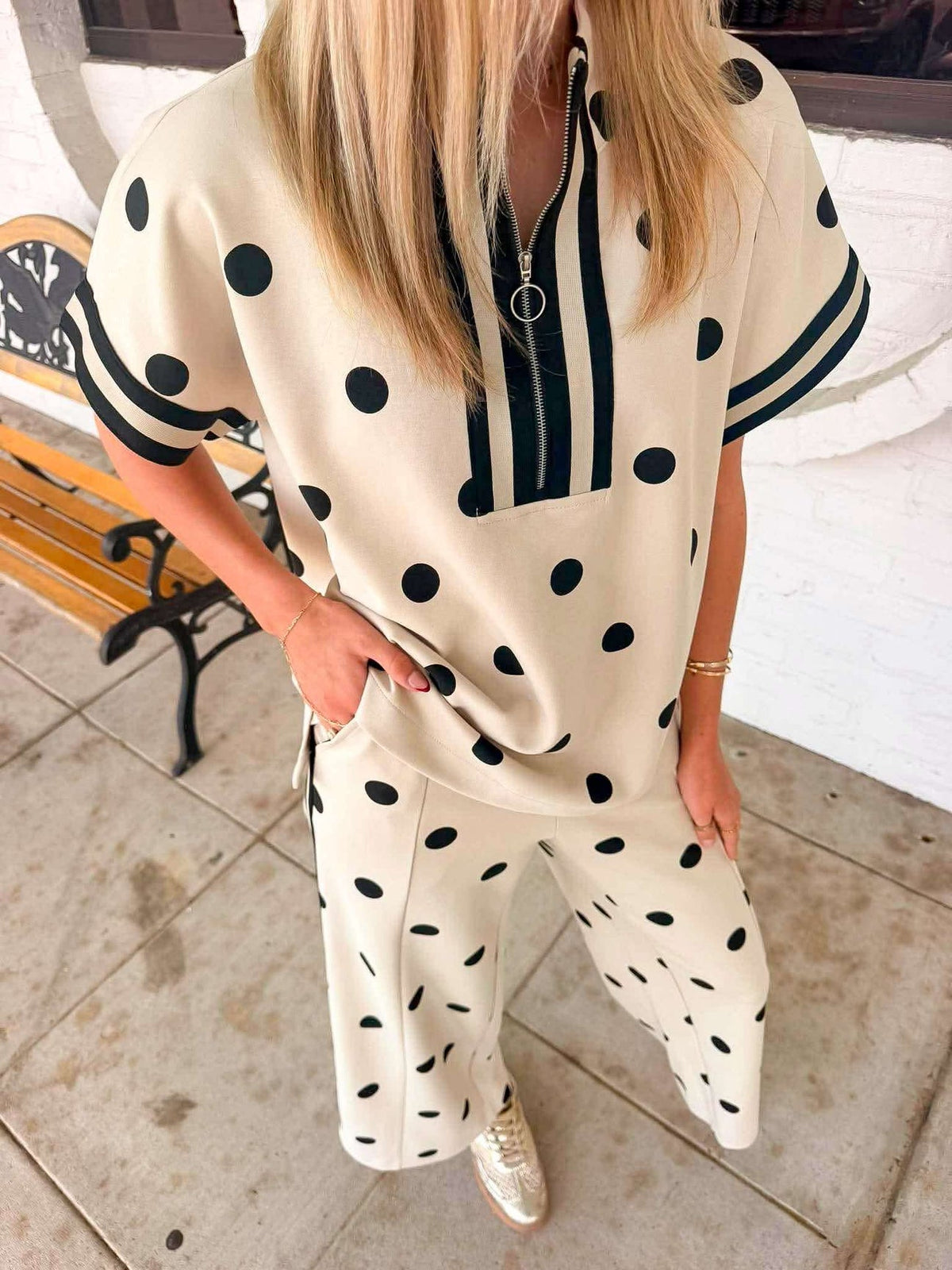 Oatmeal Polka Dotted Fever Set
